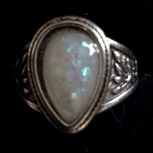 Silver Opal Ring, Size 4